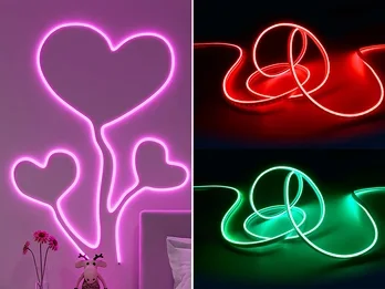 Reality Leuchten LED Streifen NEON mit Fernbedienung, RGB Farbwechsel & Dimmer – 5 Meter