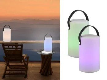 Reality Leuchten LED Tischleuchten 2er SET dimmbar mit Farbwechsler, Bluetooth Lautsprecher USB