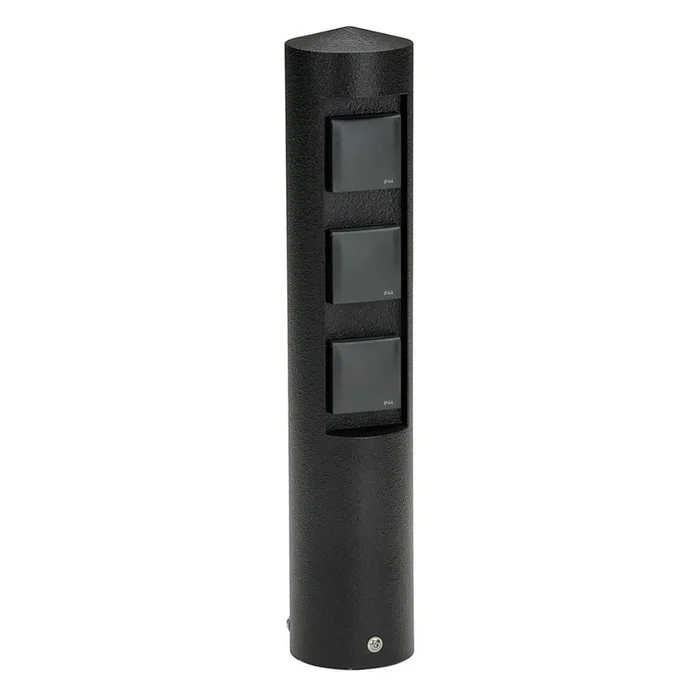 Steckdosensäule, 3-fach, Alu, schwarz 52cm Höhe IP44