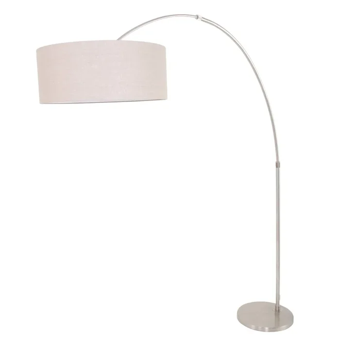 Steinhauer – Bogenlampe Gramineus 50 Edelstahl mit brauner Lederhaube