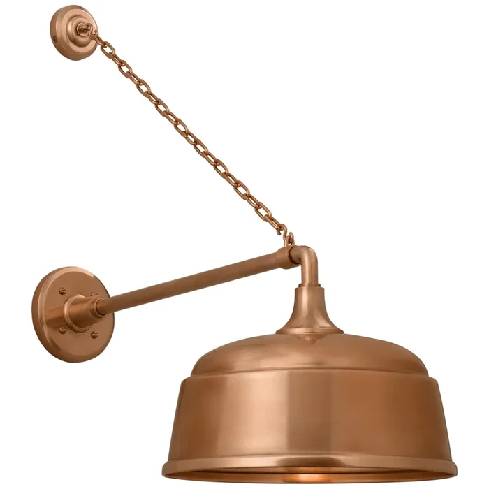 Thomas O’Brien Academy 17.5″ Anchored Mack Barn Light in Soft Copper with 12.5″ Rockhouse Shade Outdoor Lighting W12.5″ x H25″TOB 2813SC/S6-SC
