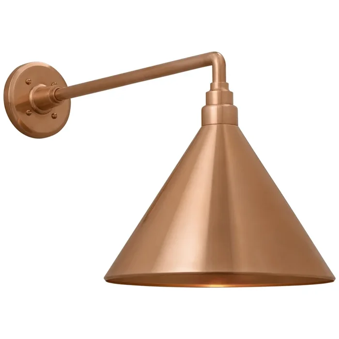 Thomas O’Brien Academy 17.5″ Mack Barn Light in Soft Copper with 12.5″ Conical Savannah Shade Outdoor Lighting W12.5″ x H14.5″TOB 2812SC/S11-SC