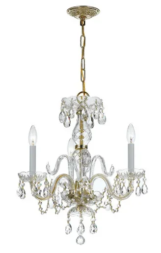Traditional Crystal Three Light Mini Chandelier (5044-PB-CL-SAQ)