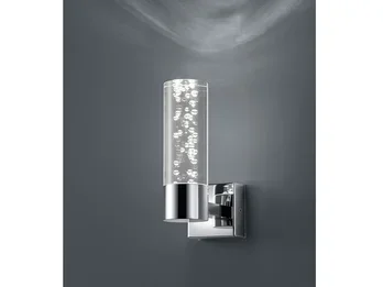 Trio Leuchten LED BAD Wandleuchte BOLSA Up- light Chrom Acryl Transparent, Höhe 17cm