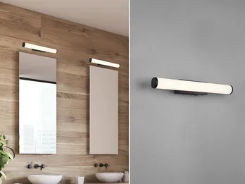 Trio Leuchten LED Bad Wandleuchte MATTIMO mit Schalter Schwarz – Spiegelleuchte, Breite 40cm