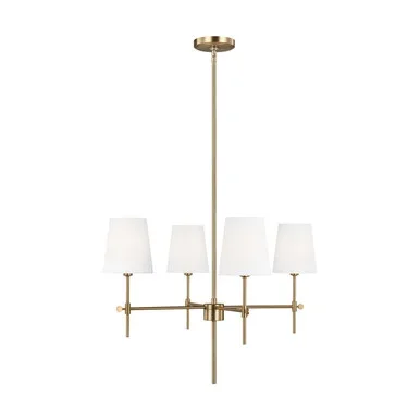 Visual Comfort Studio Baker Four Light Chandelier in Satin Brass – 3187204EN-848