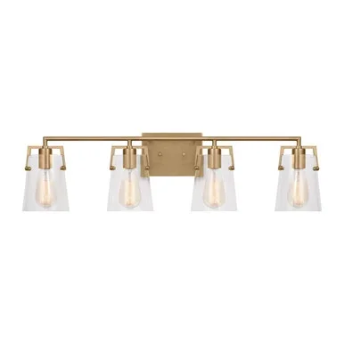 Visual Comfort Studio Crofton Four Light Bath in Satin Brass – DJV1034SB