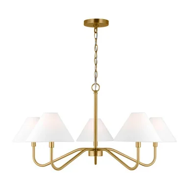 Visual Comfort Studio Eldon Five Light Chandelier in Satin Brass – DJC1205SB