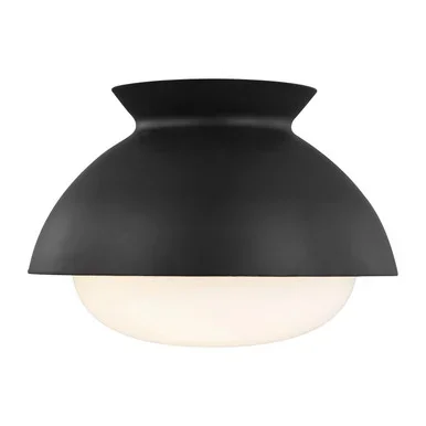 Visual Comfort Studio Lucerne One Light Flush Mount in Midnight Black – AEF1001MBK