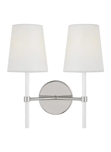 Visual Comfort Studio Monroe Two Light Wall Sconce in Polished Nickel – KSW1102PNGW