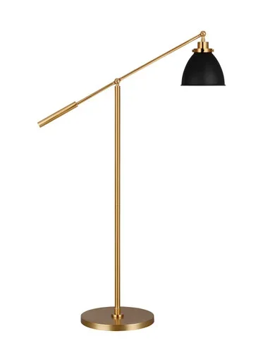 Visual Comfort Studio Wellfleet One Light Floor Lamp in Midnight Black and Burnished Brass – CT1131MBKBBS1