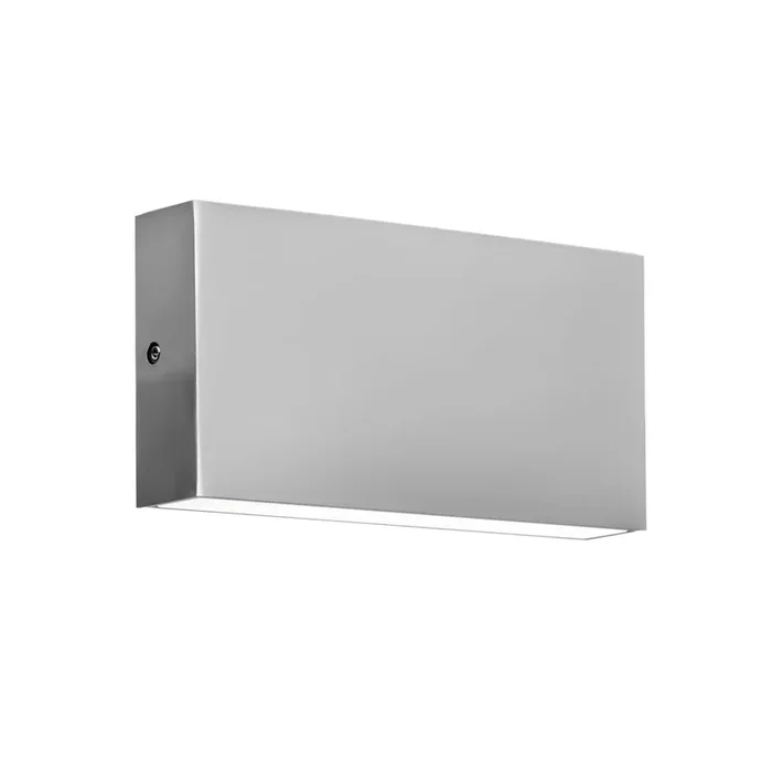 Wandaußenleuchte CMD 9071 Aluminium gebürstet Milchglas flach IP54 3000K warmweiß 2-flammig Up&Down