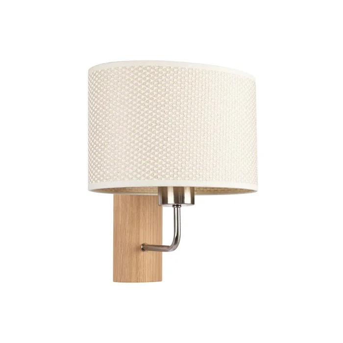 Wandleuchte Mercedes Holz eiche Textilschirm creme/silber 1xE27