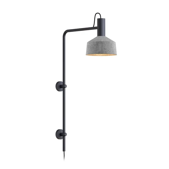 Wandleuchte ROOMOR WALL 4.2 – PAR16, GU10, Kabel mit Anschlussdose, Schirm � 25cm, drehbar, tiefschwarz / Filz grau