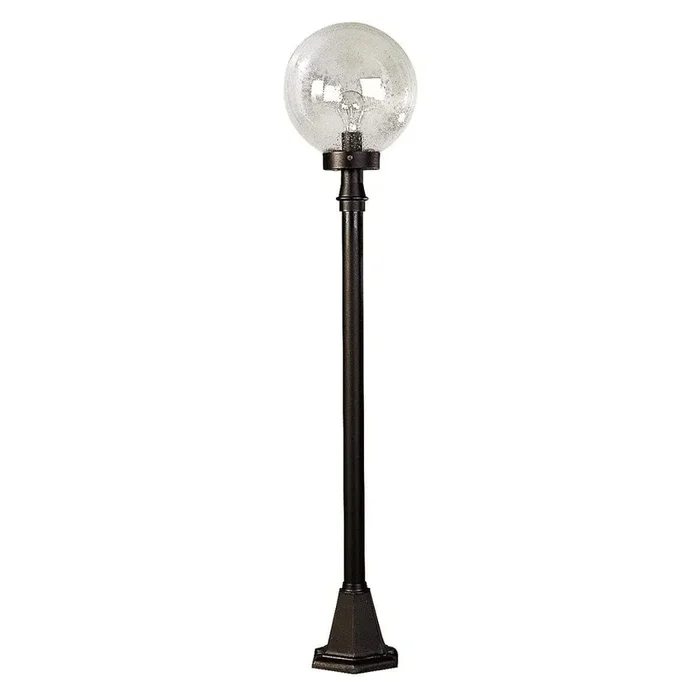 Wegeleuchte, Alu, schwarz 120cm mit klarer Blasenglaskugel 25cm