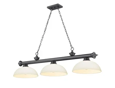 Z-Lite Cordon Three Light Billiard in Bronze Plate – 2306-3BP-DMO14