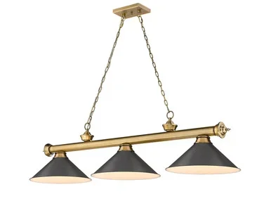 Z-Lite Cordon Three Light Billiard in Rubbed Brass – 2306-3RB-BRZ15